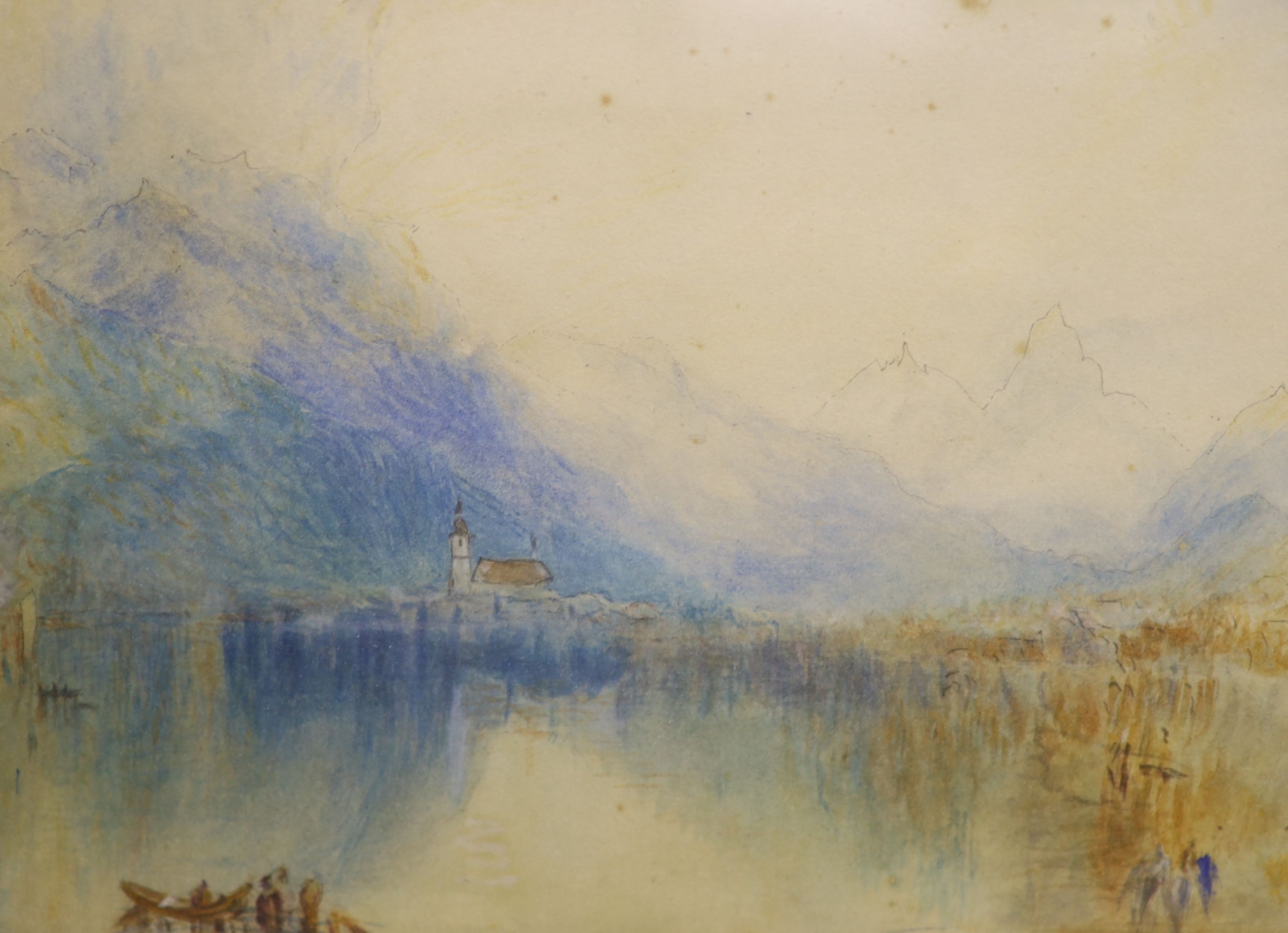 Manner of Brabazon Brabazon, two watercolours, Lake scene and View of Venice, 21 x 28cm and 20 x 32cm